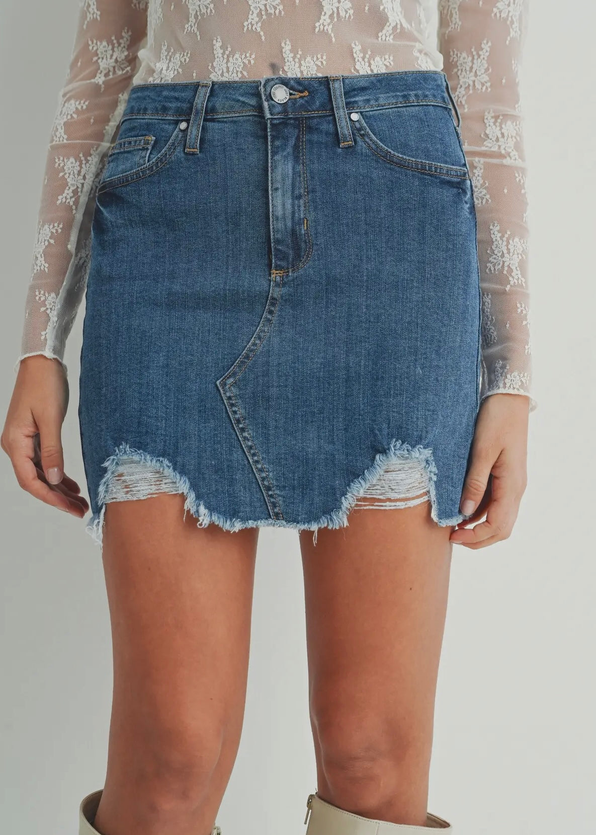 Med- A-Line Skirt w/ Hem Destruction