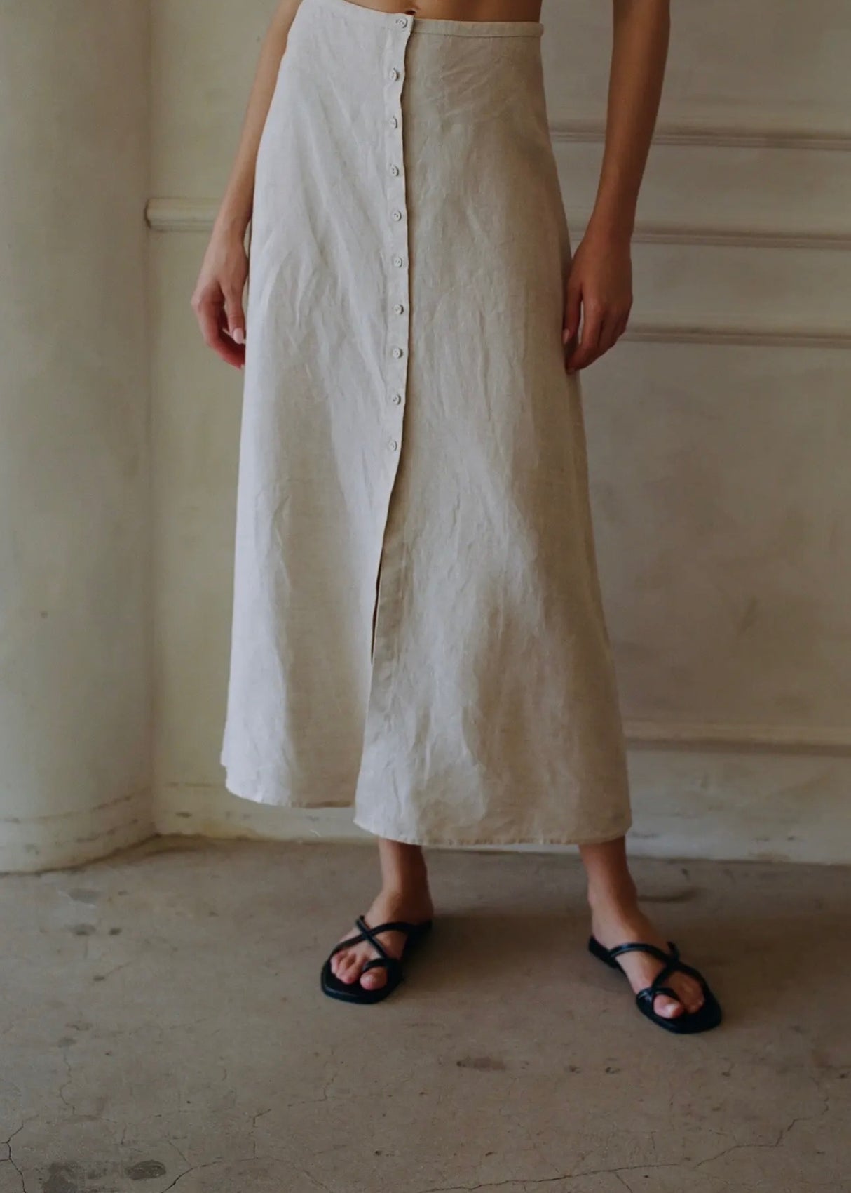 Adele Button Down Midi Skirt