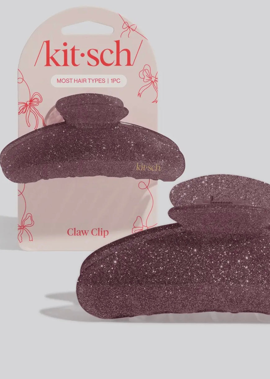 Holiday Pink Glitter Claw Clip