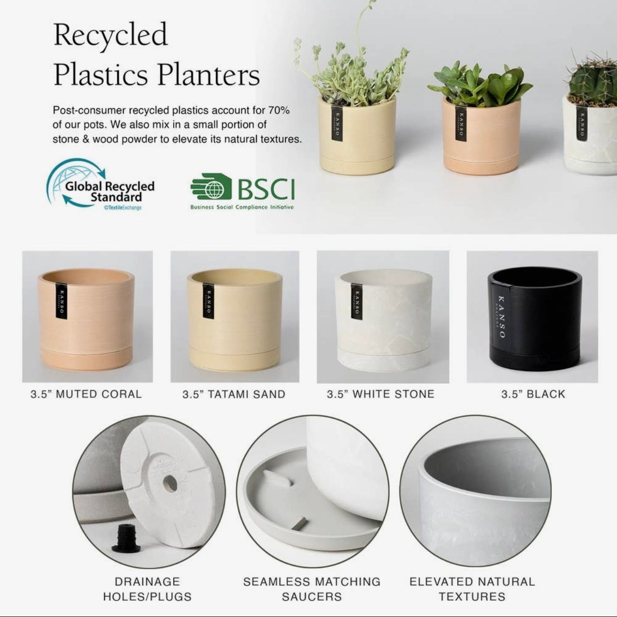 3.5" Earth Tone Mini Planters