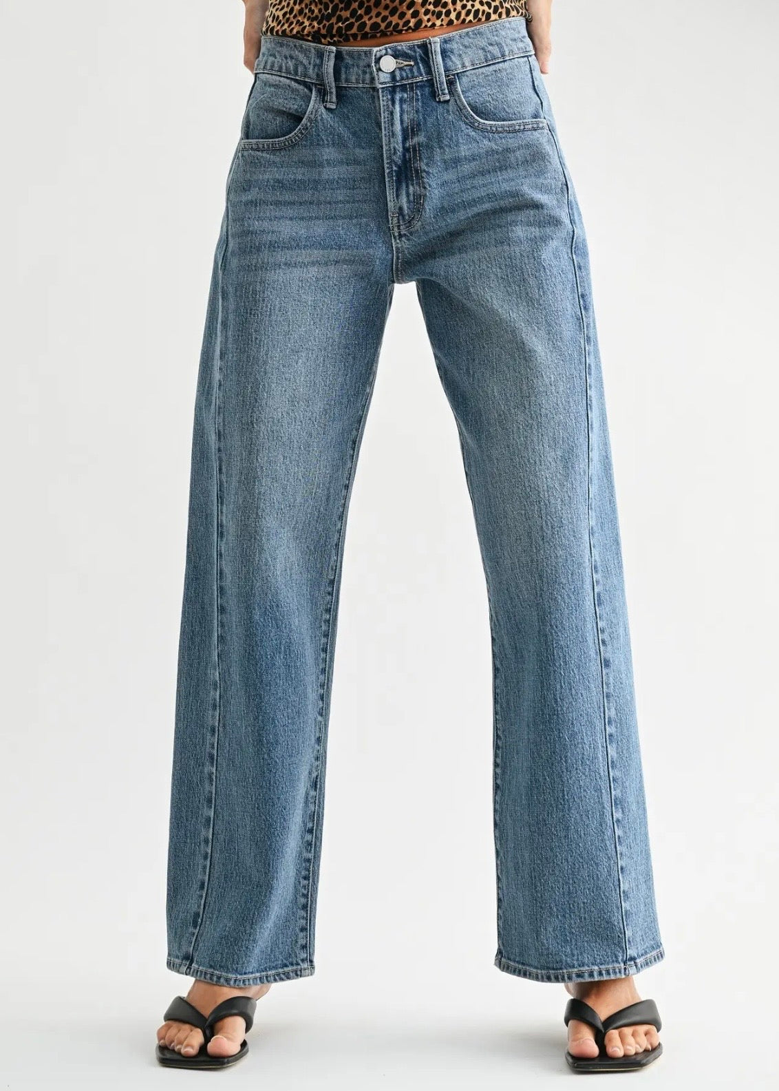 Twisted High Rise Stretch Barrel - Medium Denim