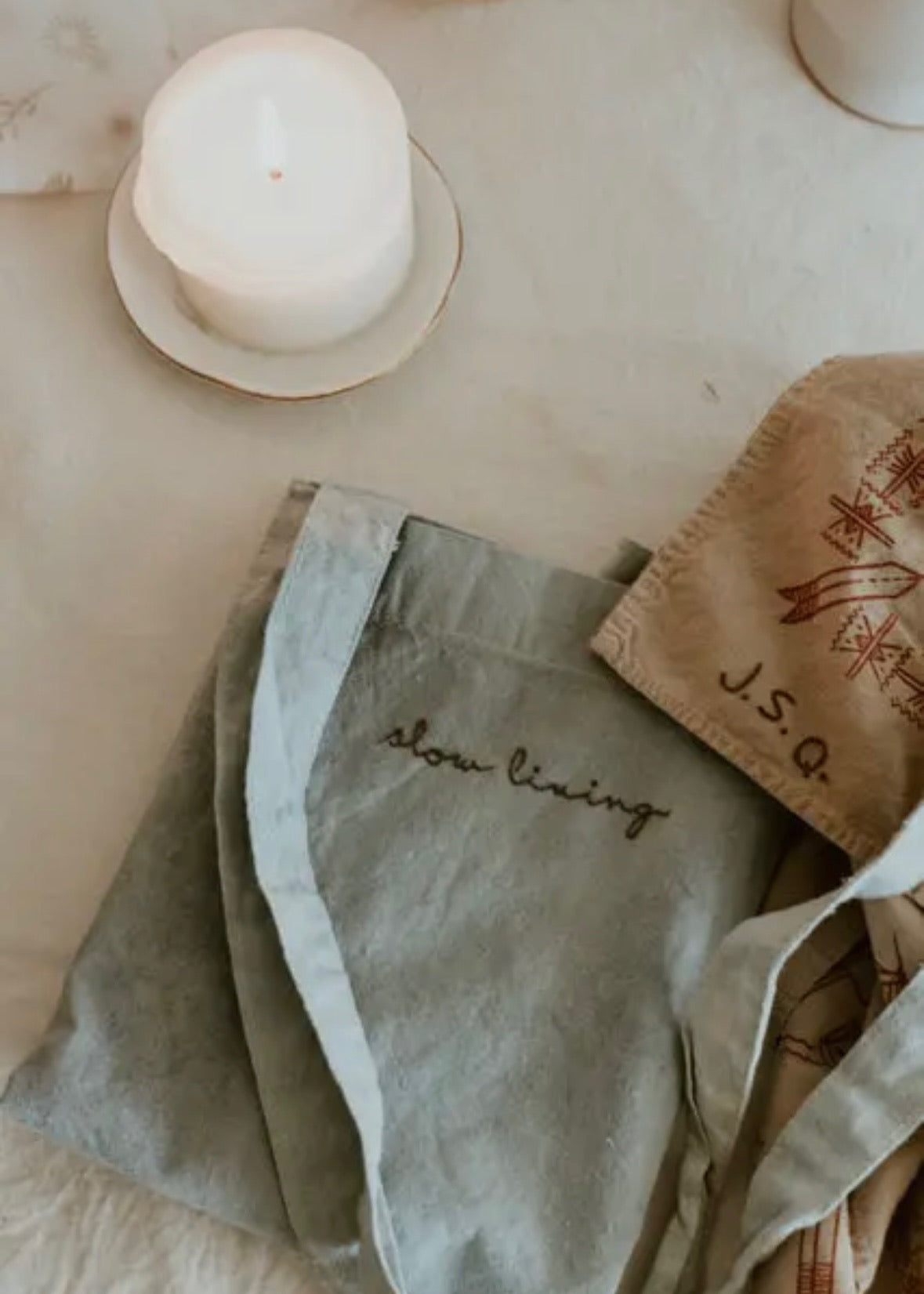 Hand Embroidered Plant-Dyed Cotton Tote