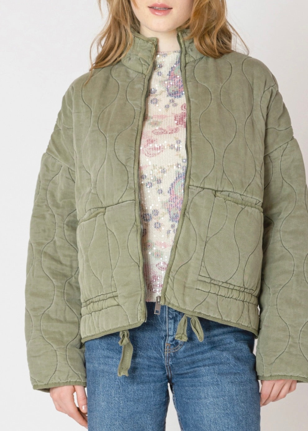 Drawstring Quilted Jacket