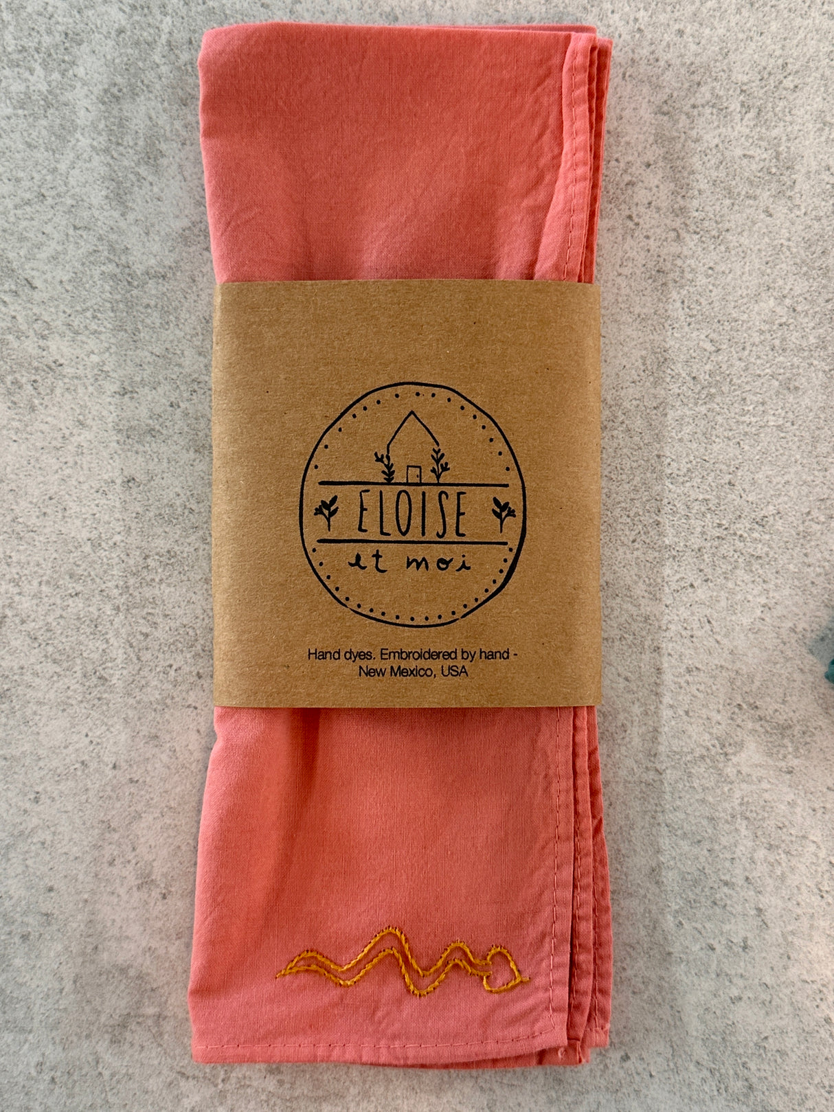 Hand Embroidered Desierto Cotton Bandana, Plant Dyed