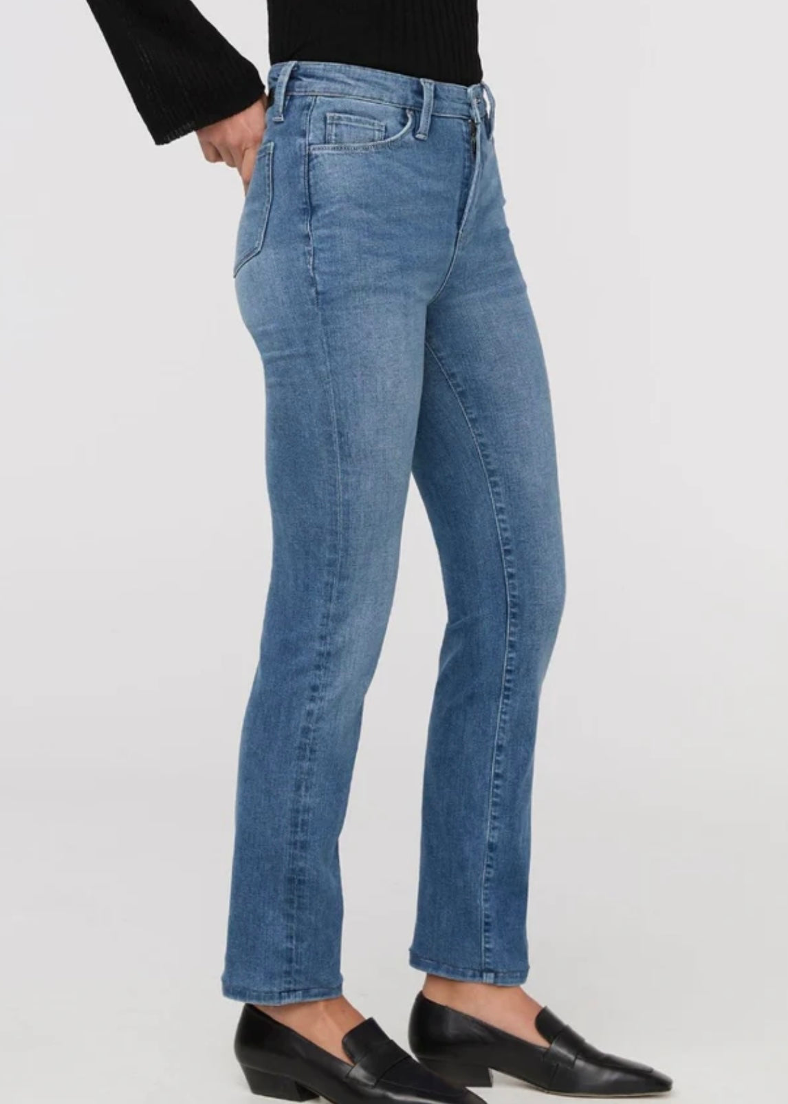 No Sweat Denim High Rise Slim Straight in London Fog