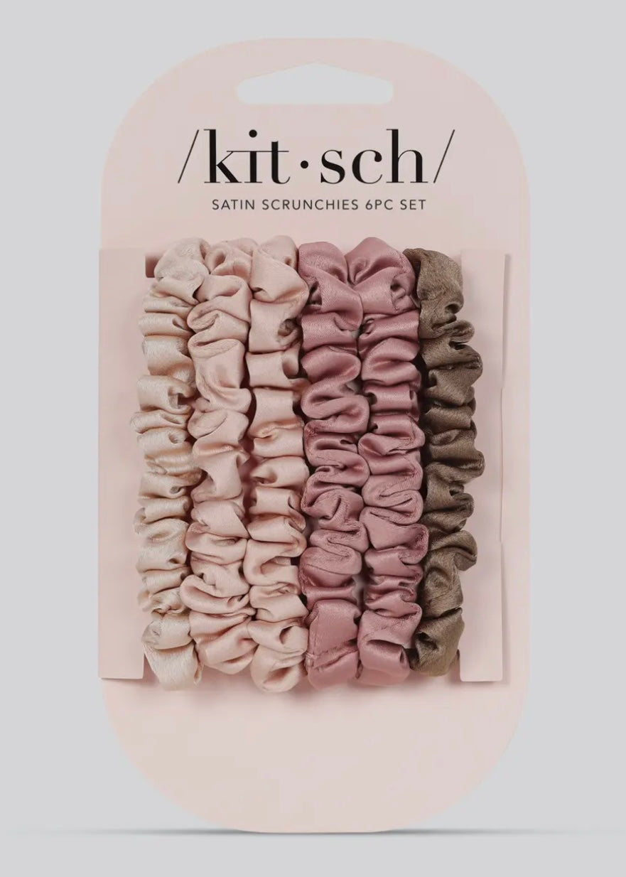 Ultra Petite Satin Scrunchies 6pc - Eucalyptus