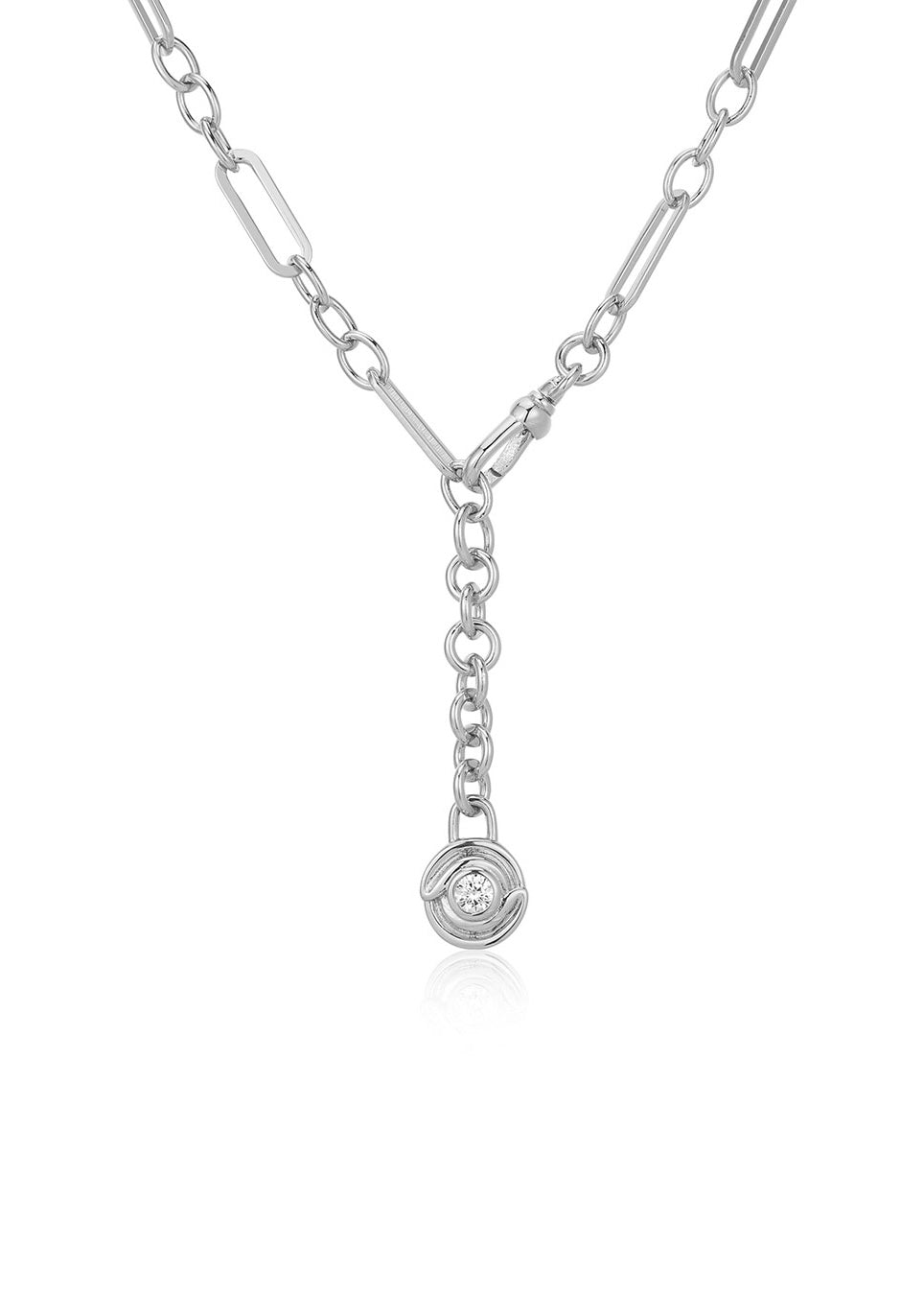 Wave Bezel Lariat Necklace