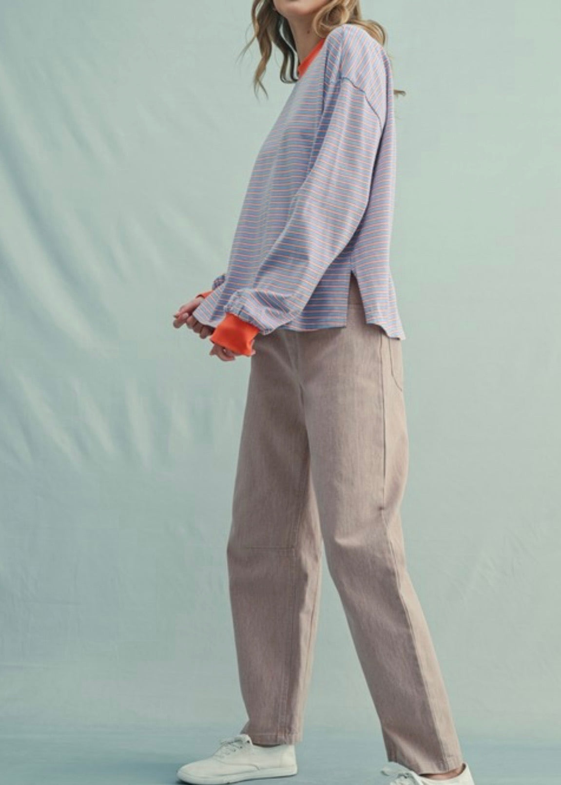 Stripe Contrast Long Sleeve