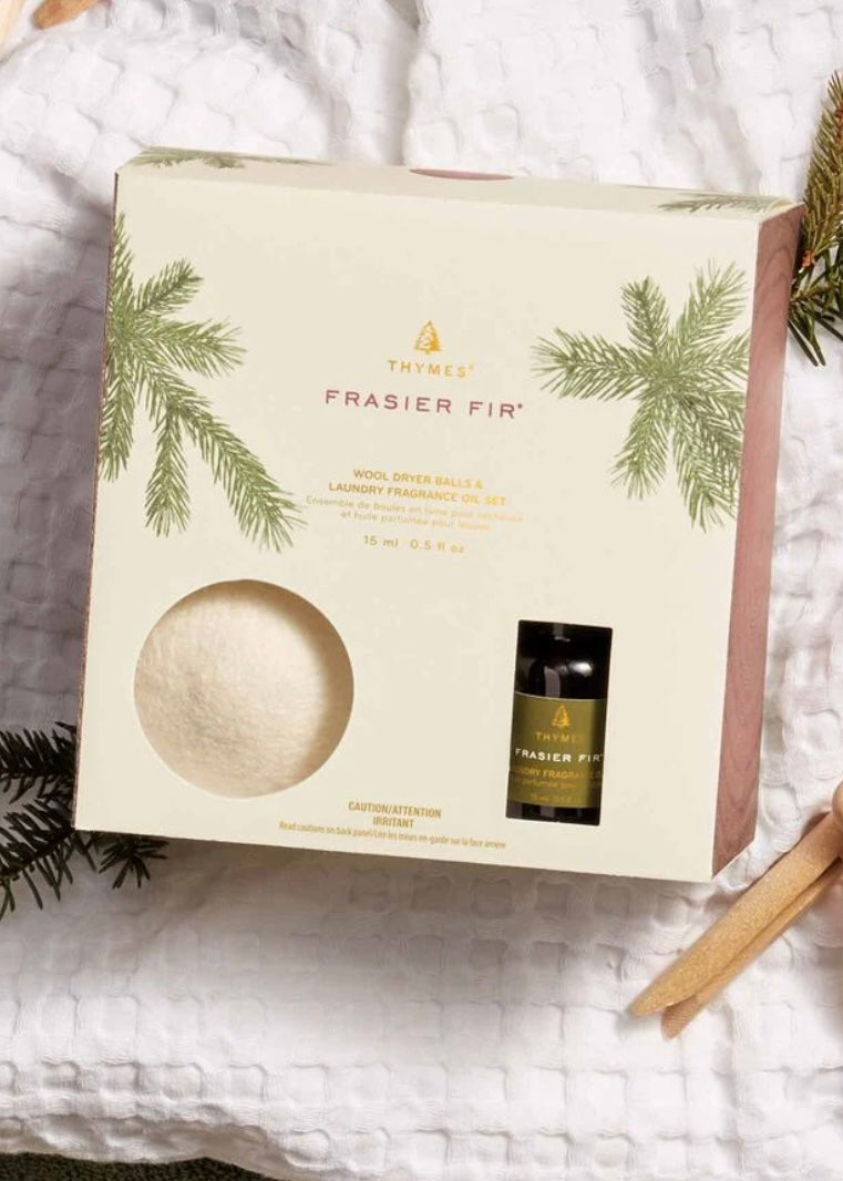 Frasier Fir Wool Dryer Balls & Laundry Fragrance Oil Set