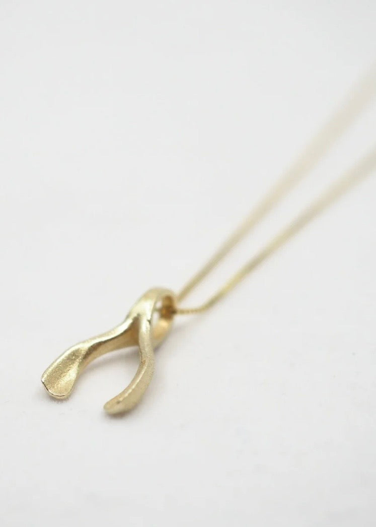 Wishbone Necklace in 10k Solid Gold