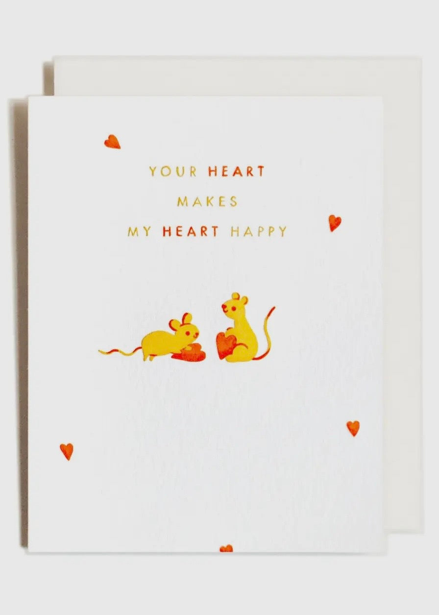 Happy Heart Mouse Love Card