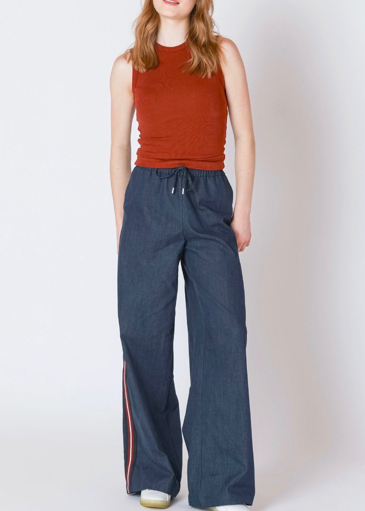 Side Stripe Wide Leg Jeans