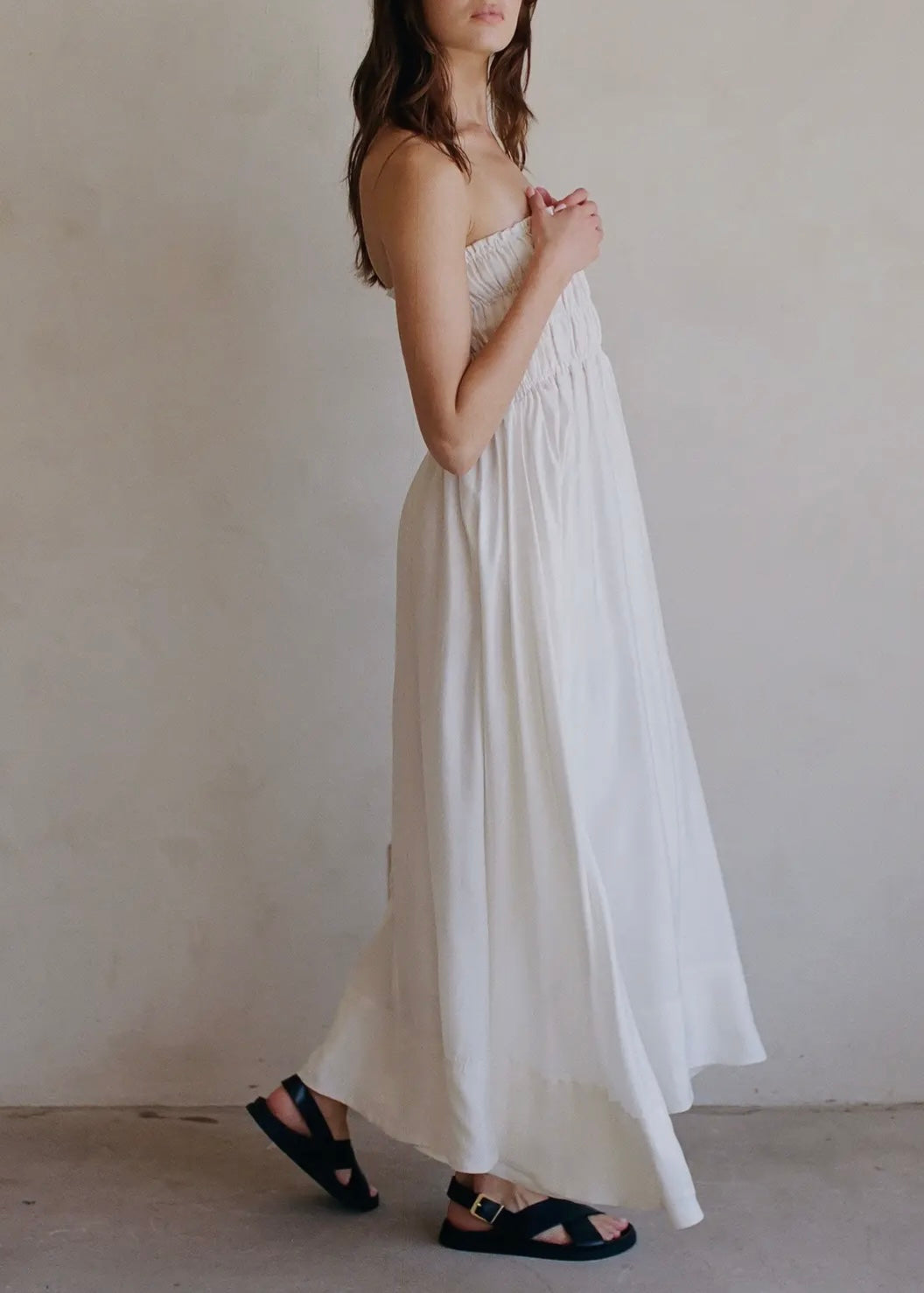 Smocking Flowy Midi Dress