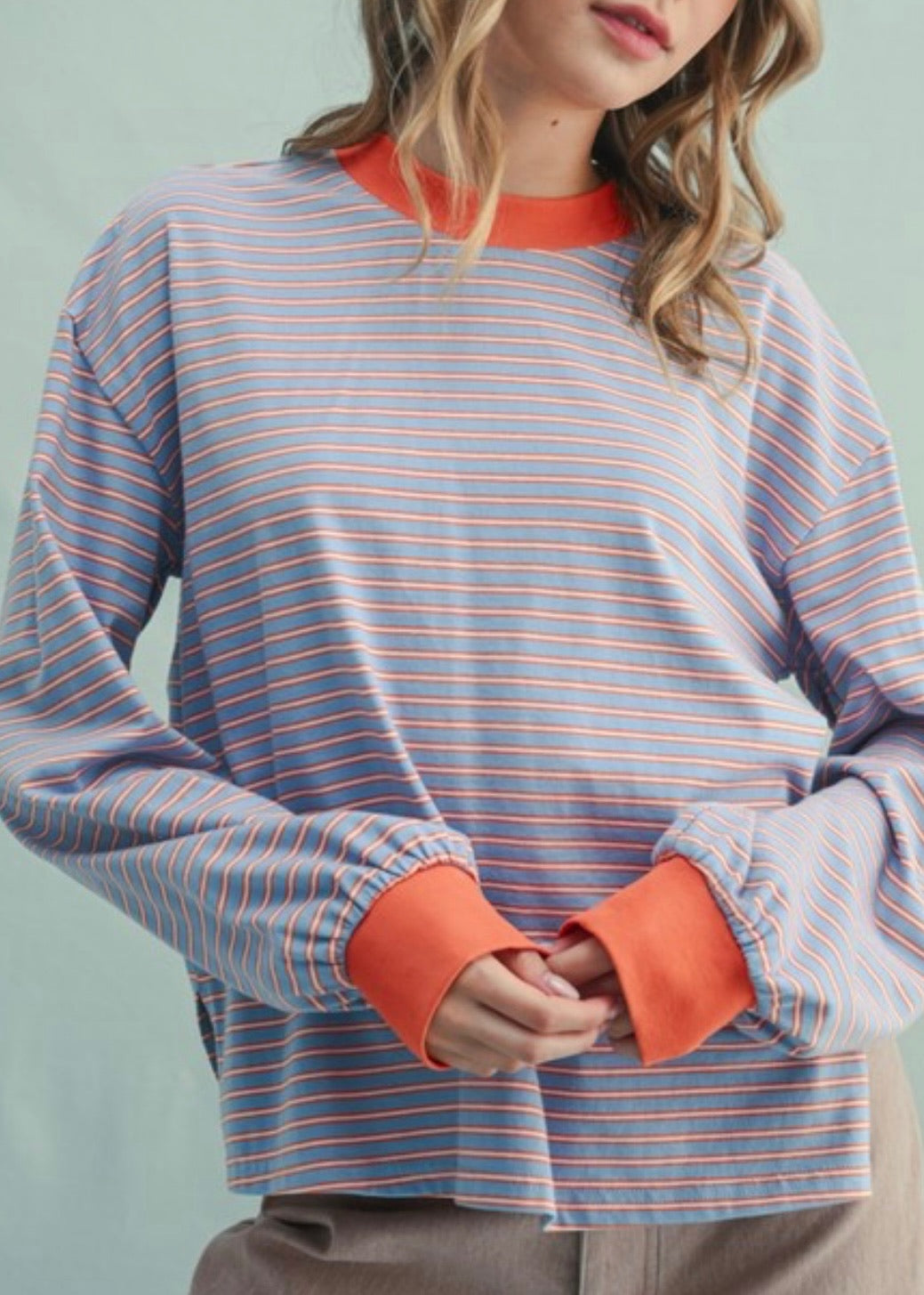 Stripe Contrast Long Sleeve