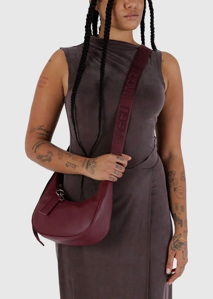 Small Recycled Leather Crescent Bag