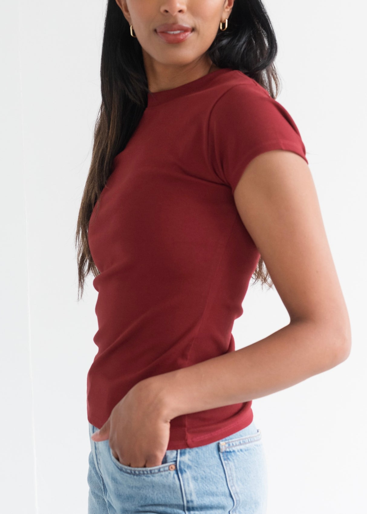 Ribbed Fitted T-Shirt