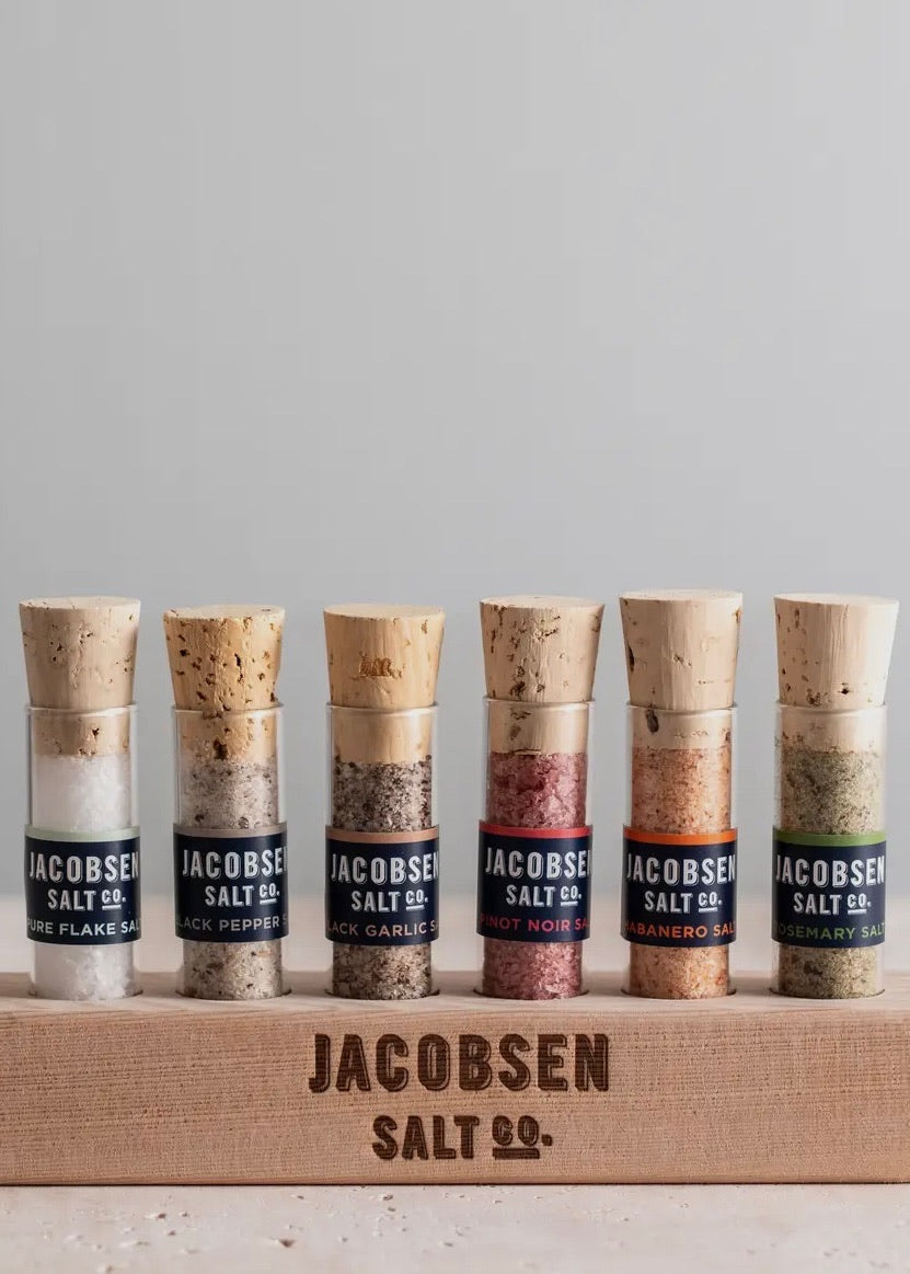 Infused Sea Salt Gift Set - Six Vial Set with Wooden Stand