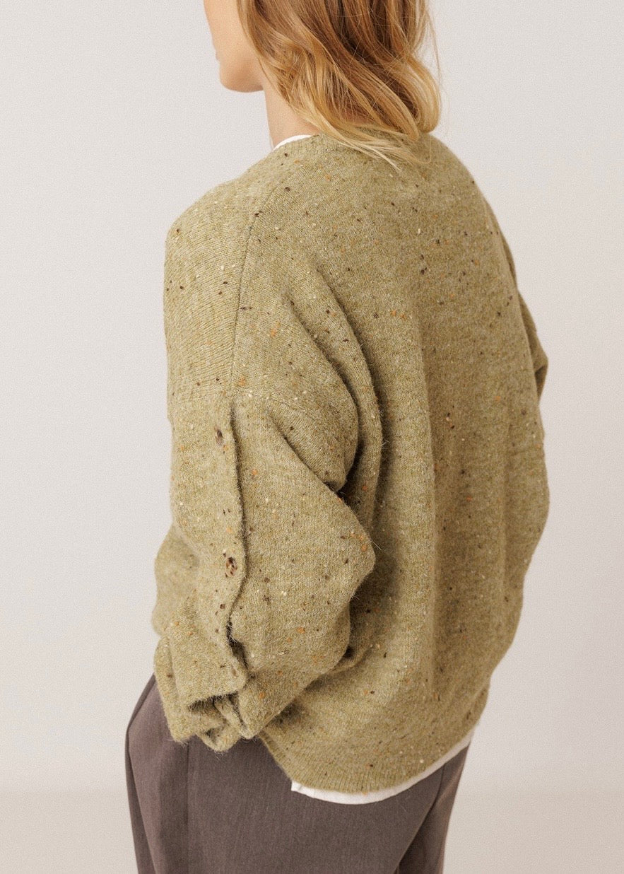 Button-Sleeved Sweater