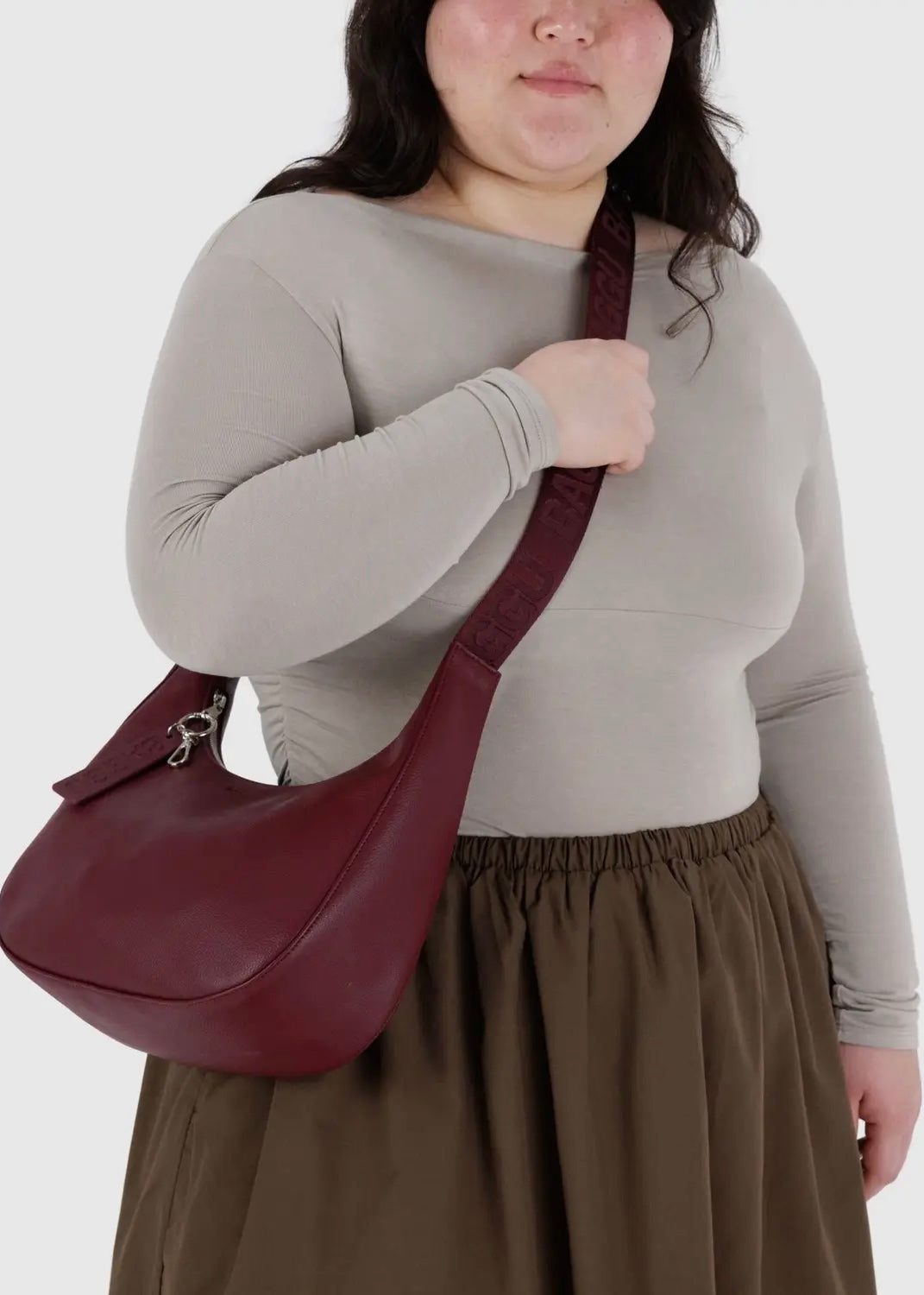 Medium Recycled Leather Crescent Bag