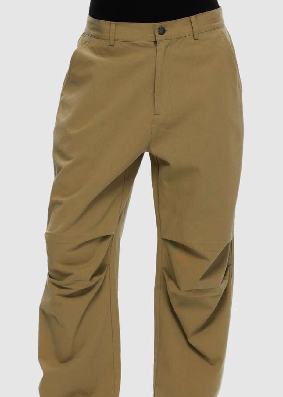 Twill Parachute Joggers in Khaki Taupe