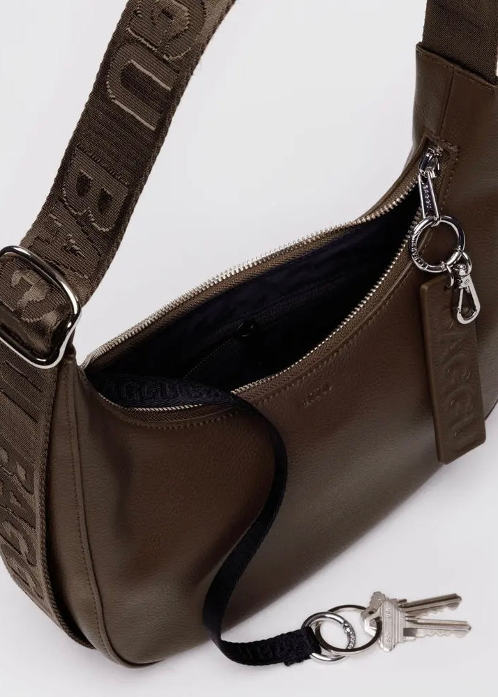 Small Recycled Leather Crescent Bag