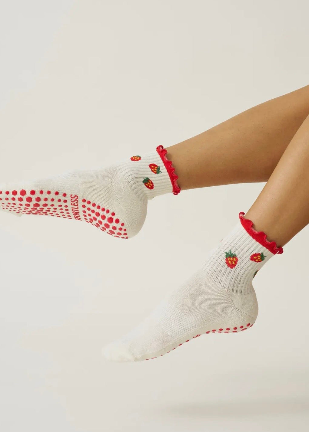 Strawberry Ruffle Grip Socks