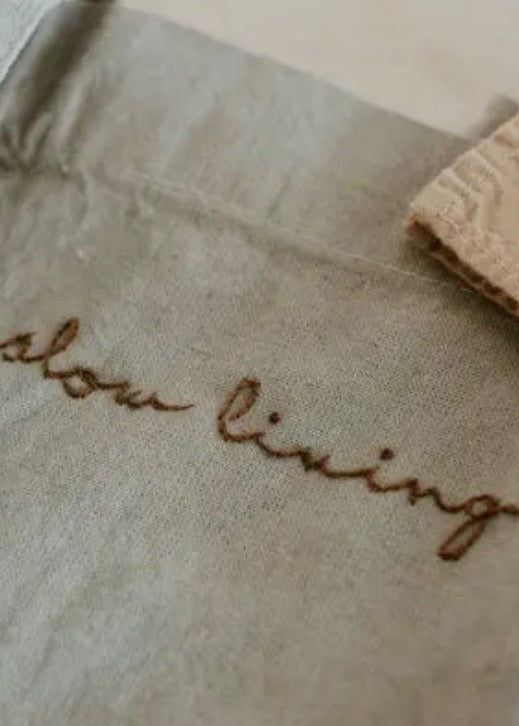 Hand Embroidered Plant-Dyed Cotton Tote