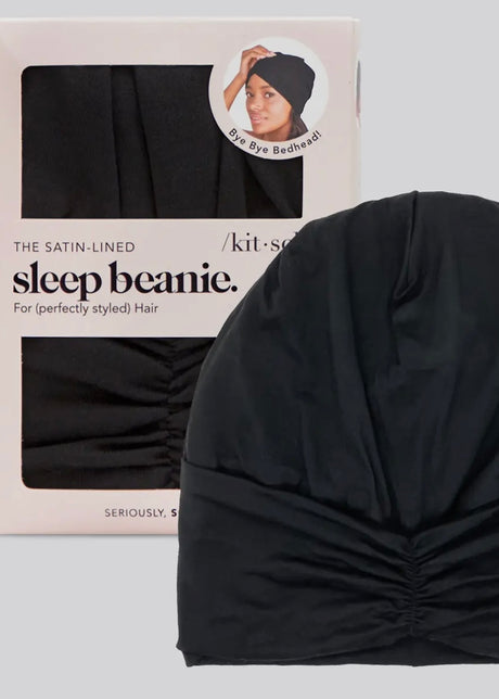 Sleep Beanie with Satin Lining - Black
