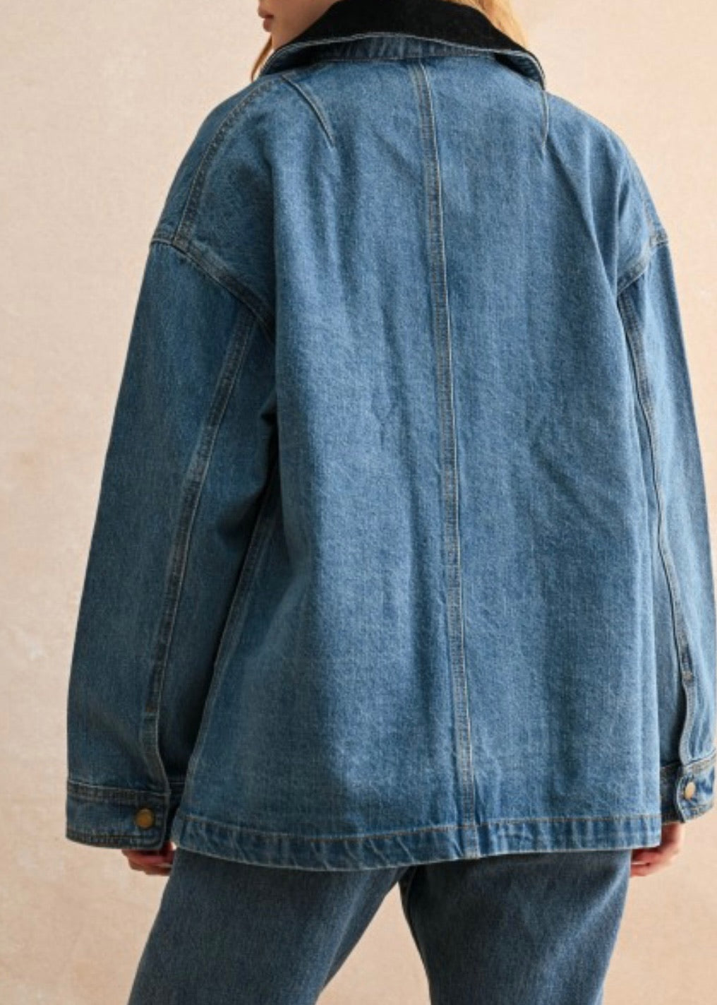 Shelly Corduroy Collar Denim Utility Jacket