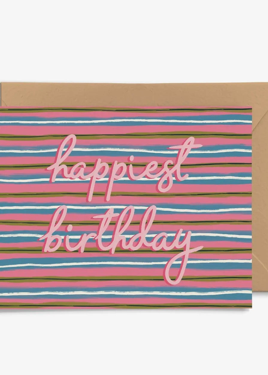 Happiest Birthday Stripe Card