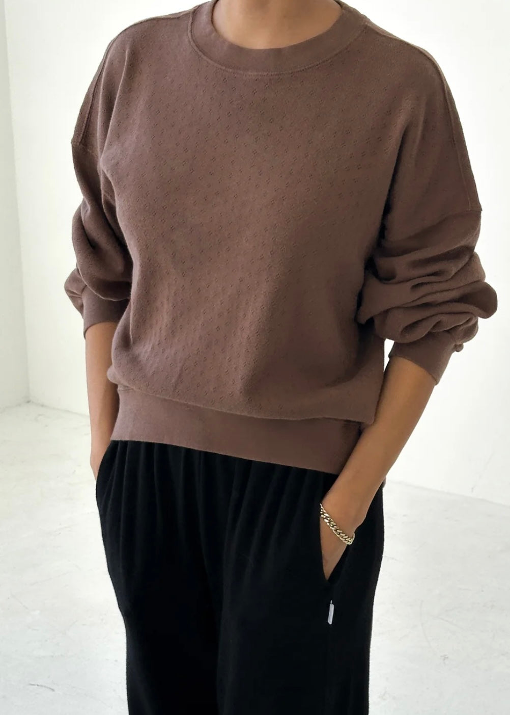 Pointelle Crew Sweatshirt