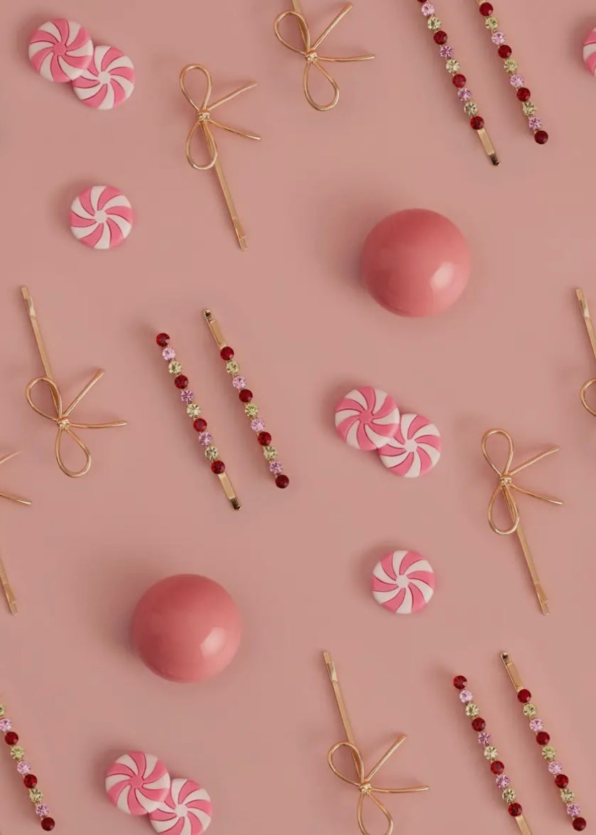 Holiday Gemstone and Bow Bobby Pins 4pc Set