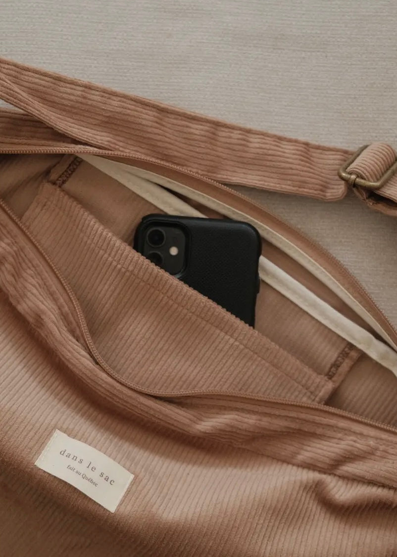 Crescent Corduroy Crossbody Bag