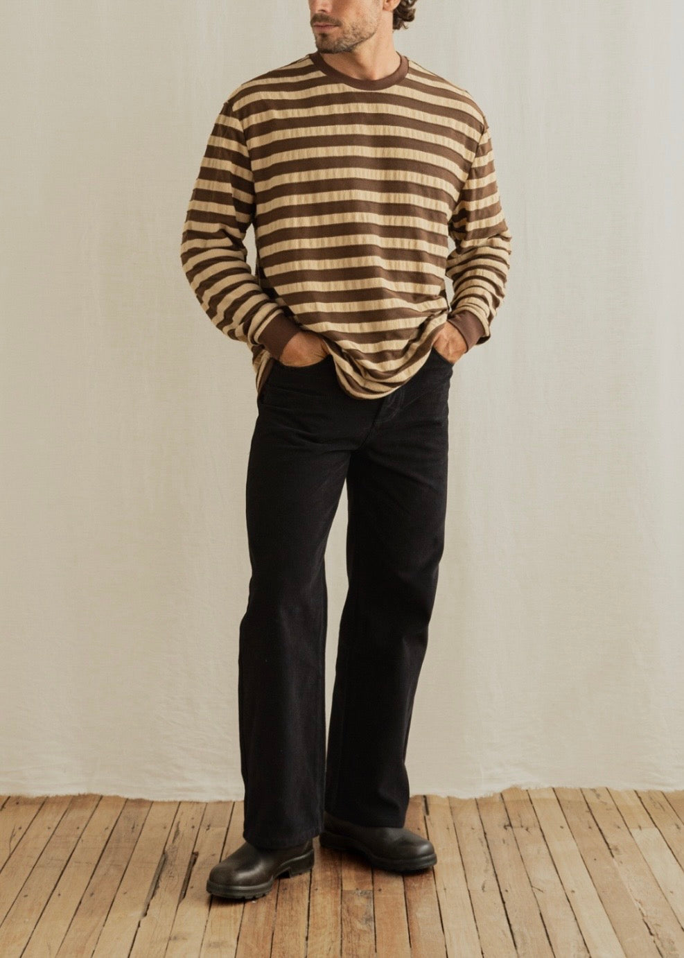 Textured Stripe LS T-Shirt