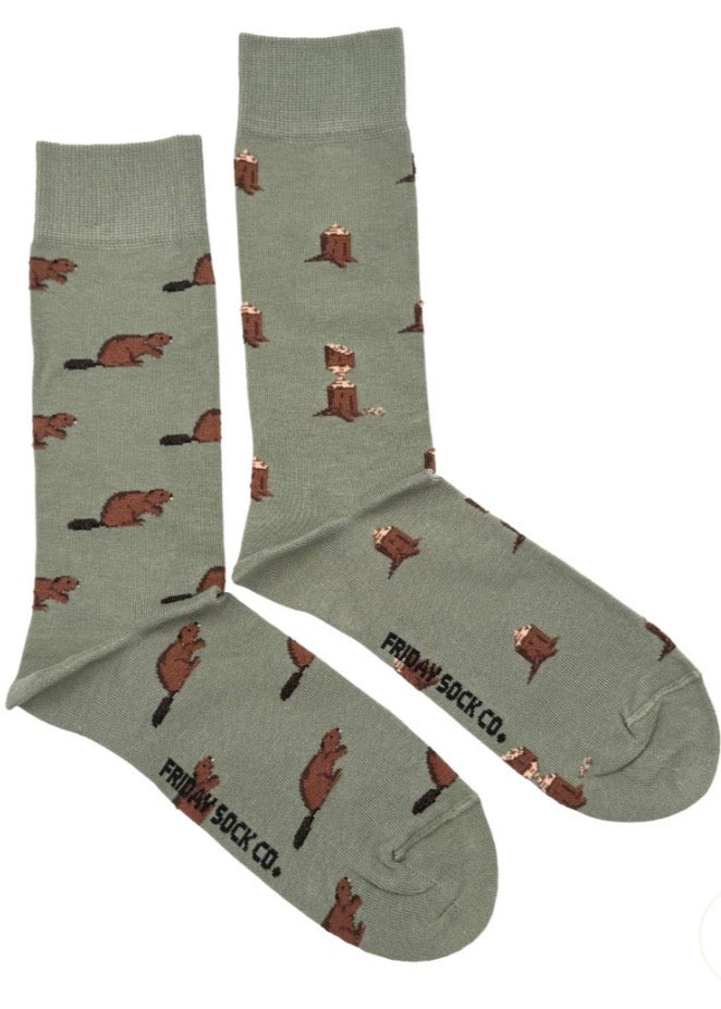 Beaver & Log Socks