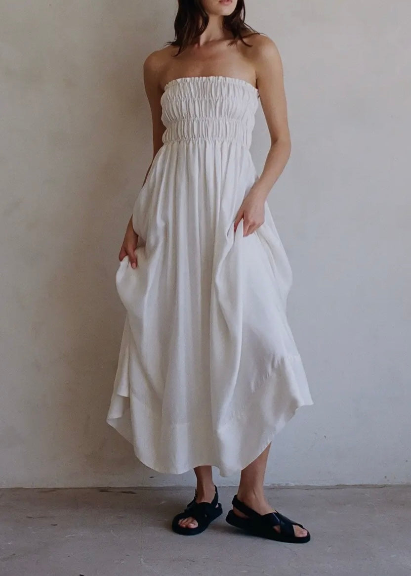Smocking Flowy Midi Dress