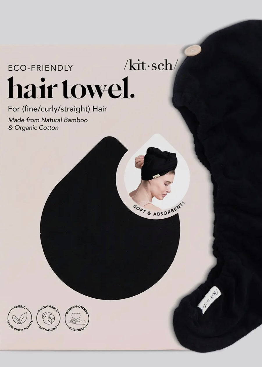 Quick Dry Hair Towel - Eco Black