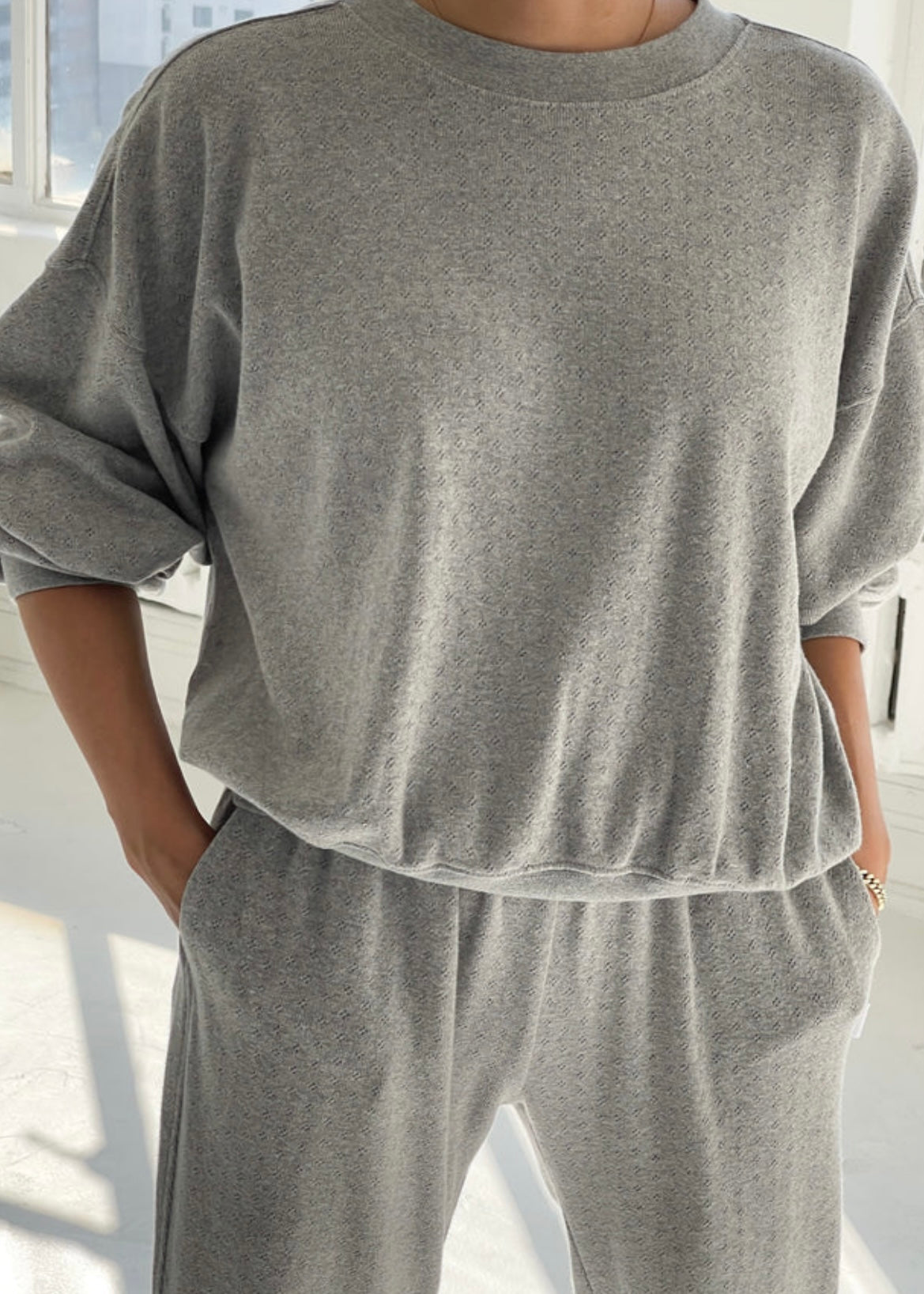 Pointelle Crew Sweatshirt