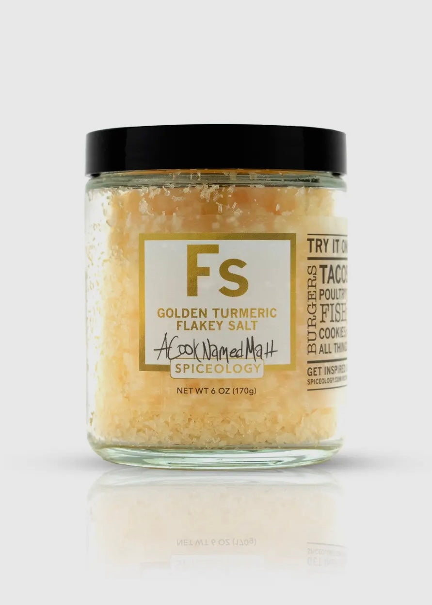 Golden Turmeric Flakey Salt | Glass Jar from A Cook Named Ma