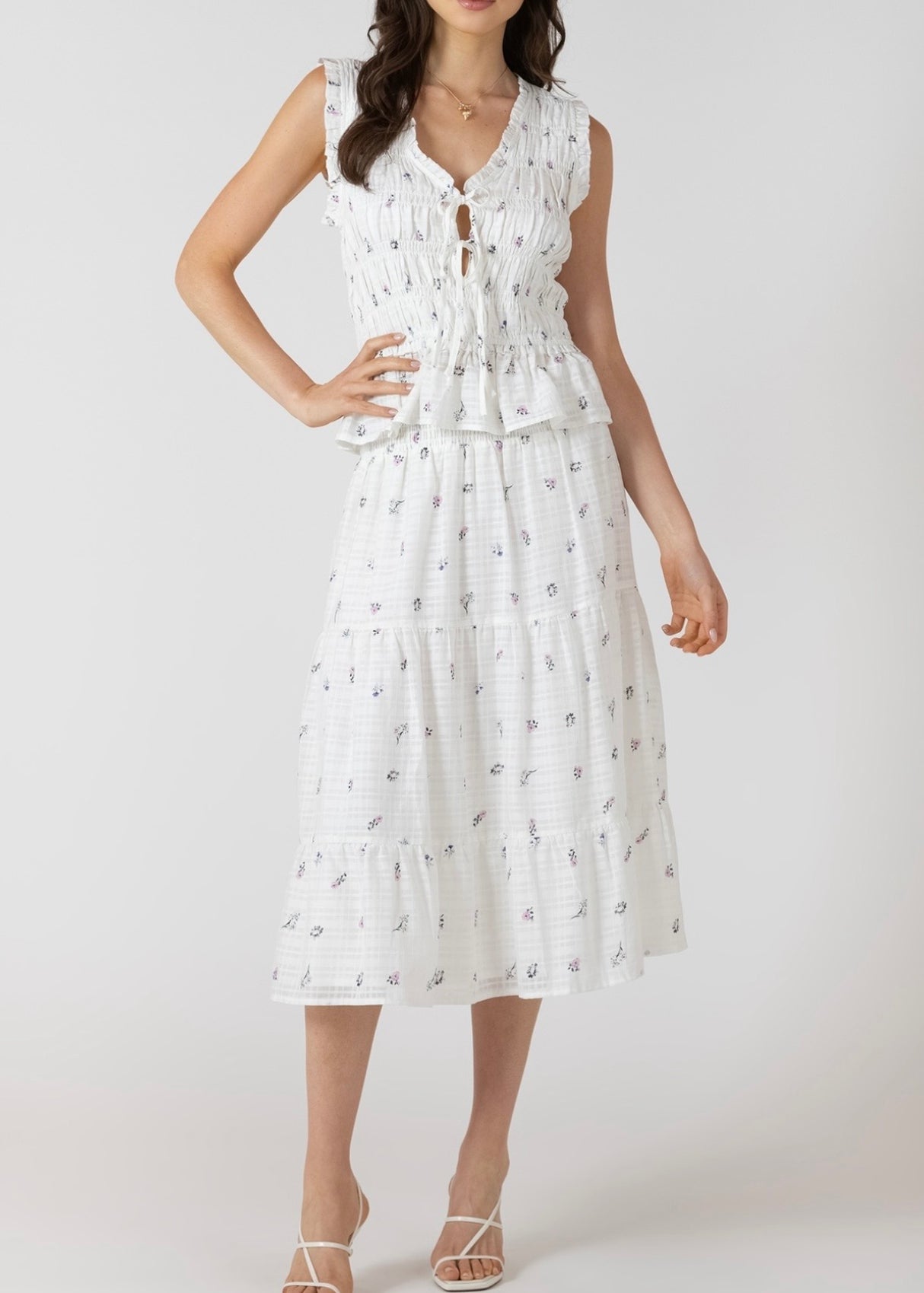 Dainty Rose Tie Front Top