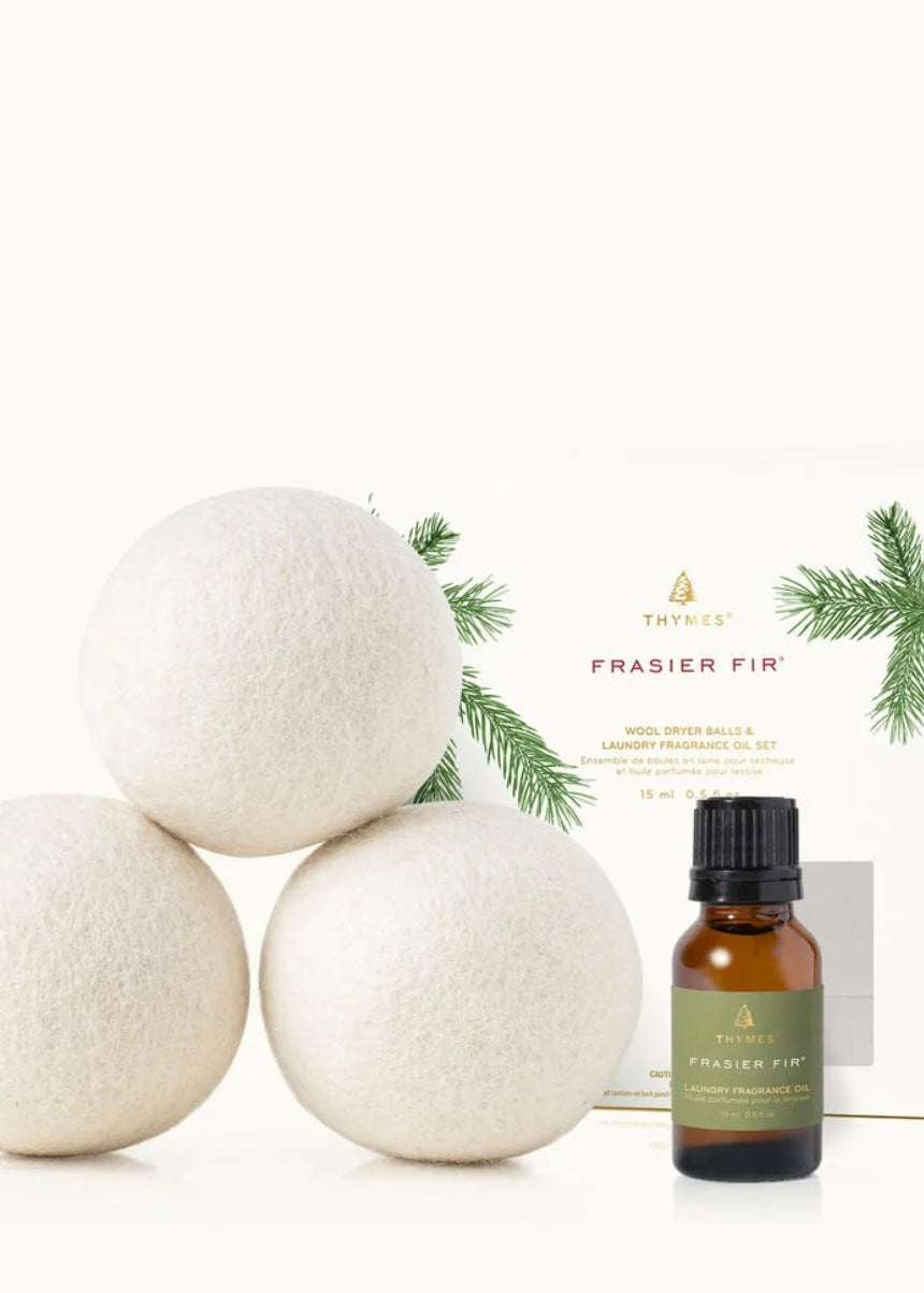 Frasier Fir Wool Dryer Balls & Laundry Fragrance Oil Set