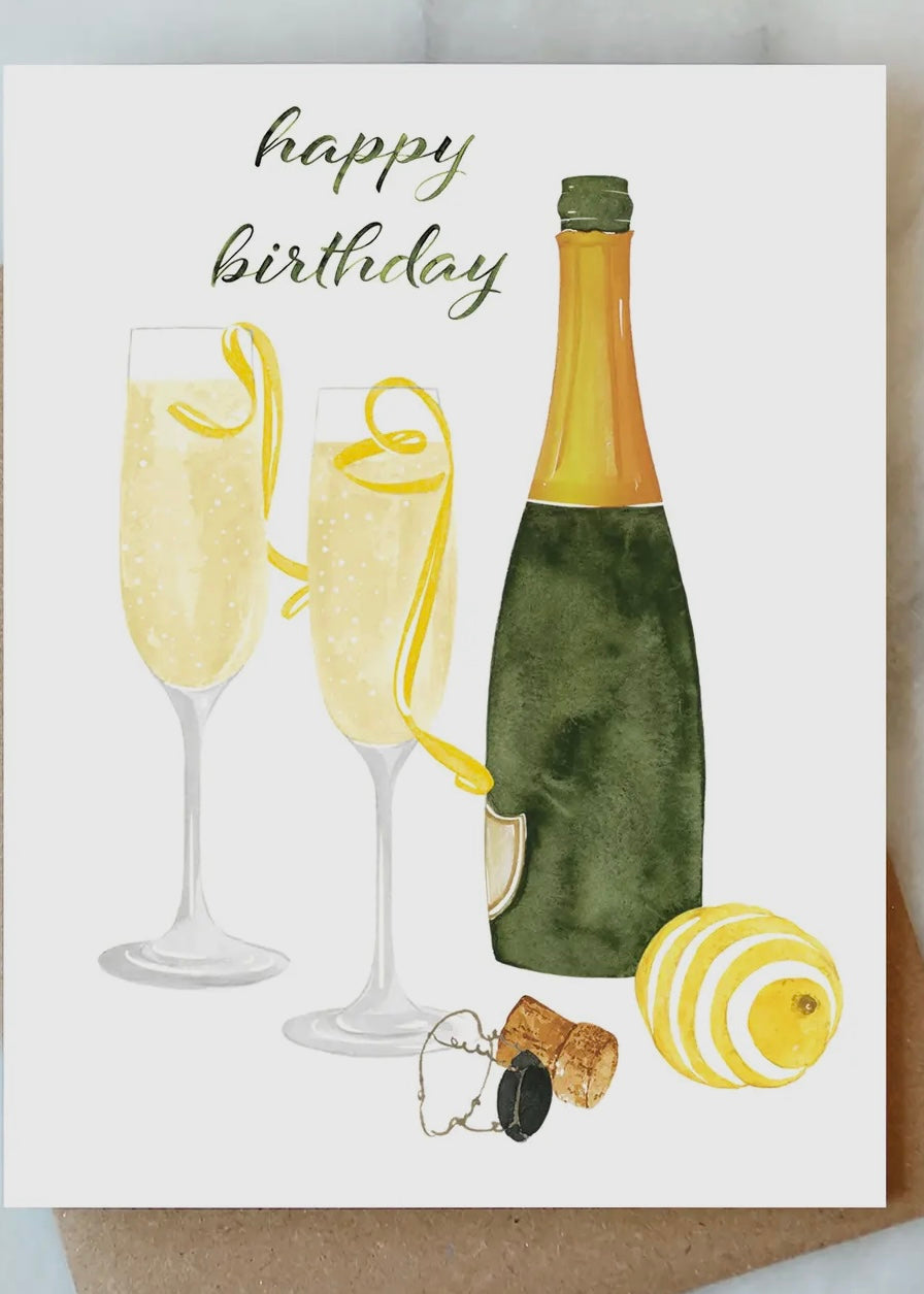 French 75 Champagne Birthday Card
