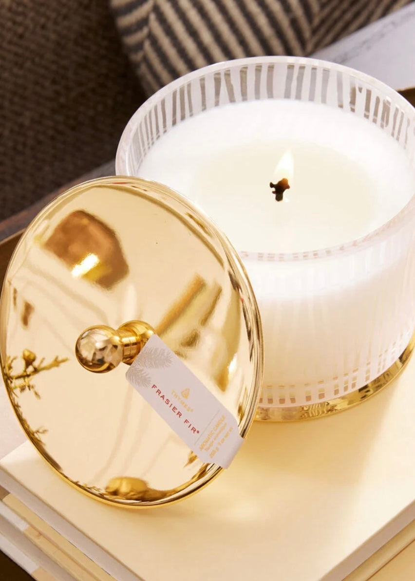 Frasier Fir Gilded Frosted Wood Grain Candle