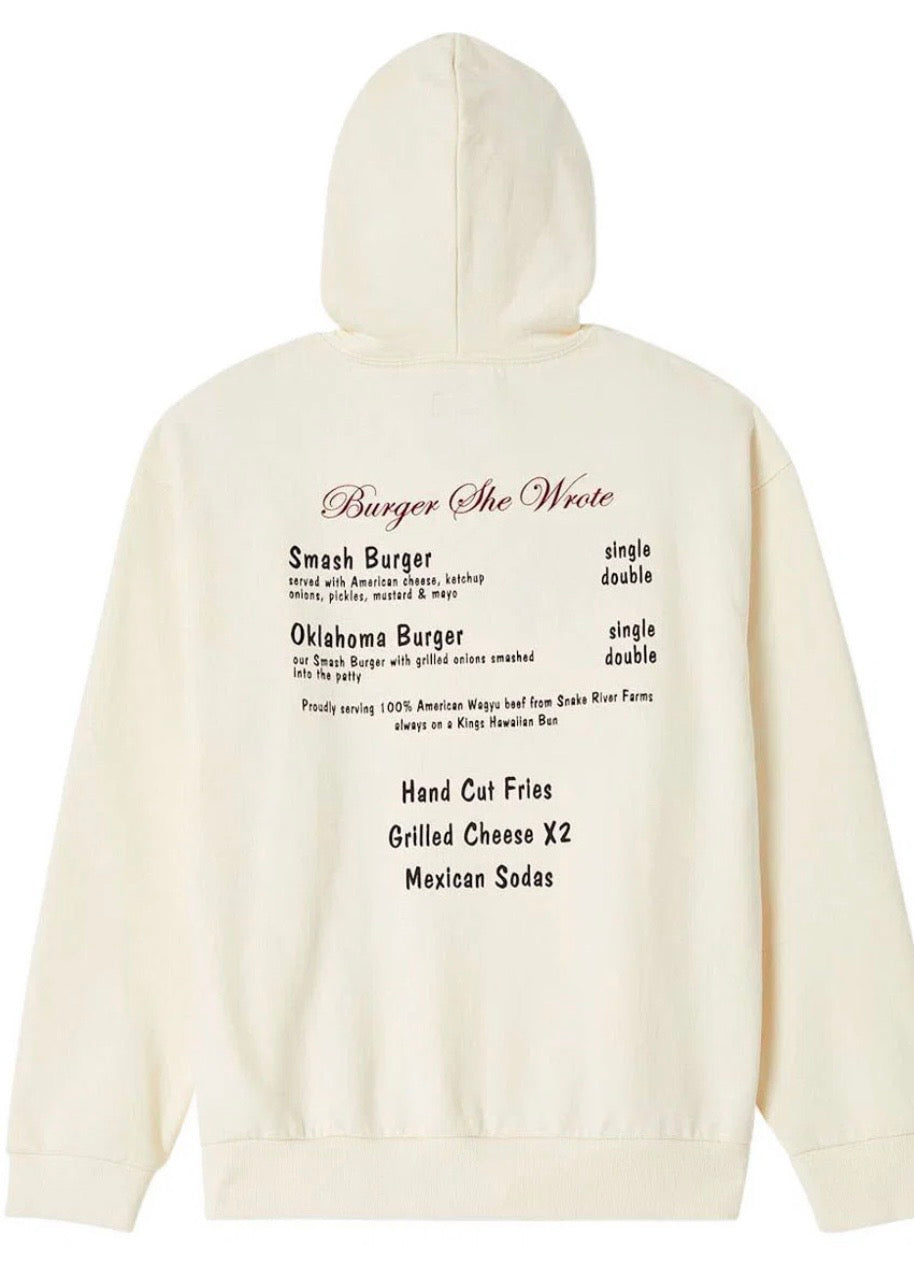 Burger She Wrote Hoodie Natural