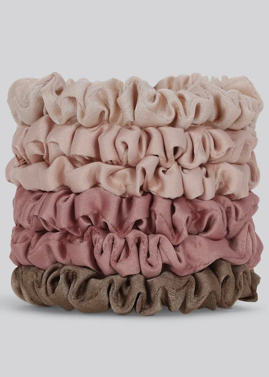 Ultra Petite Satin Scrunchies 6pc - Eucalyptus