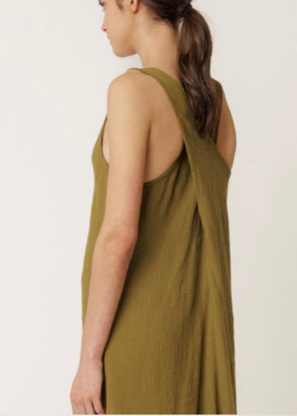 Crossback V-Neck Cotton Dress