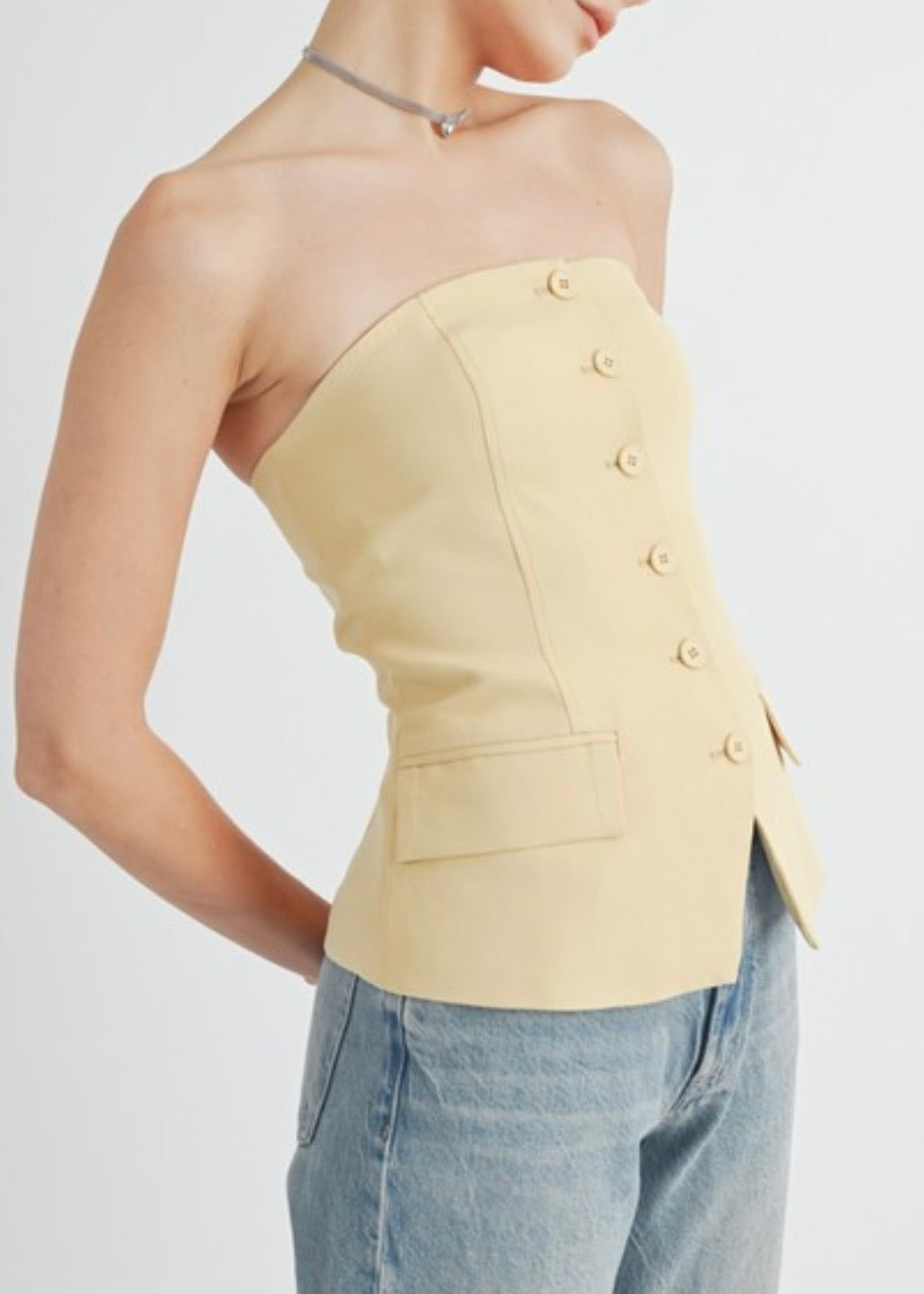 London Button Down Tube Top