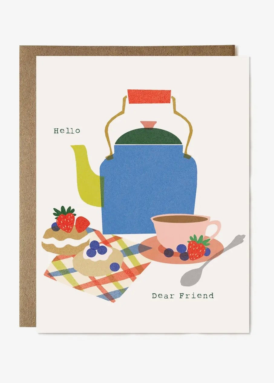 Hello Dear Friend Teapot Card