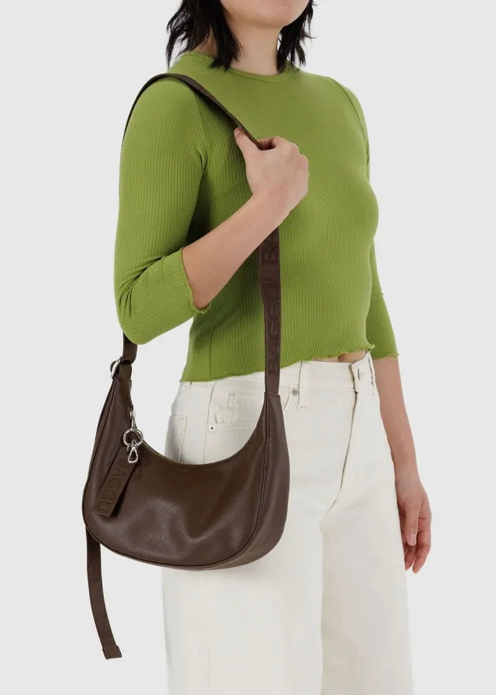 Small Recycled Leather Crescent Bag