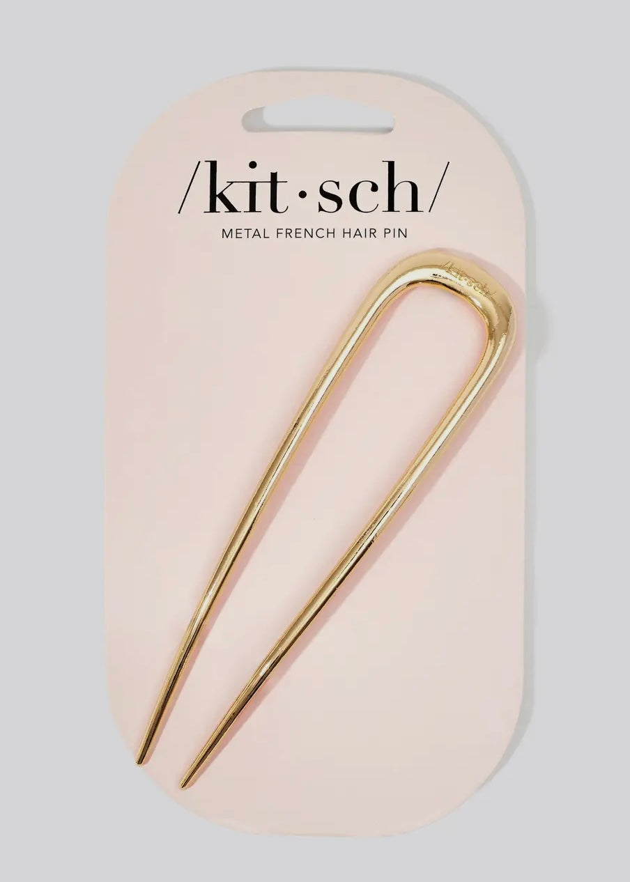 Metal French Hair Pin 1pc- Gold